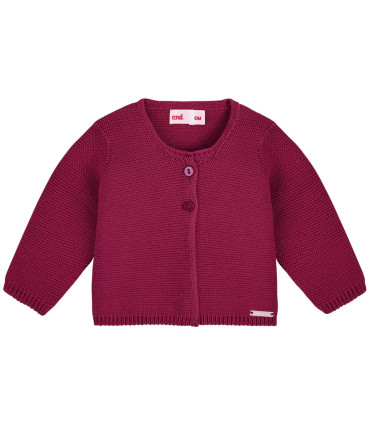 Chaqueta larga Cóndor Granate 575 de punto bobo con botones delanteros