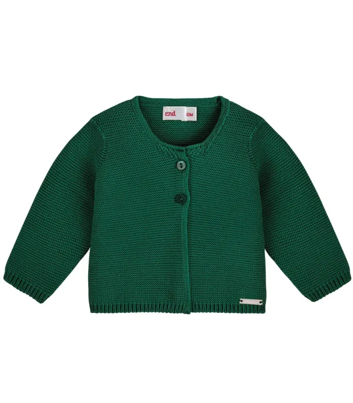 Chaqueta larga Cóndor Verde Botella 780 de punto bobo con botones delanteros