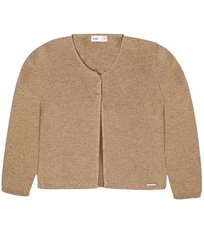 Chaqueta Cóndor Camel 326 de punto bobo. Fondo blanco.