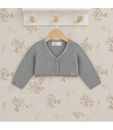 Chaqueta Cóndor Gris claro 230 de punto bobo. Fondo estudio.