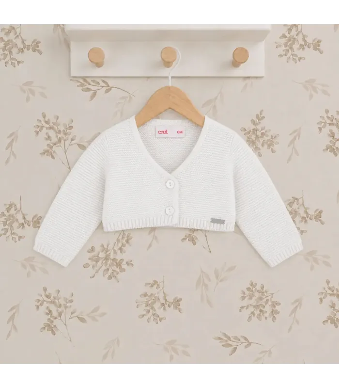 Chaqueta Cóndor Blanco 200 de punto bobo. Fondo estudio.
