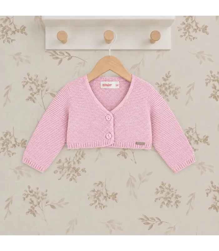 Chaqueta Cóndor Rosa 500 de punto bobo. Fondo estudio.