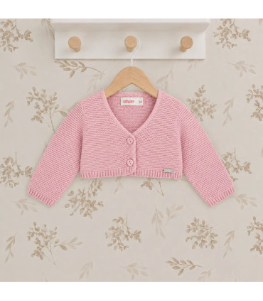 Chaqueta Cóndor Rosa Palo 526 de punto bobo. Fondo estudio.