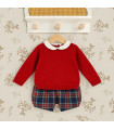 Conjunto Niño Babyfer Jersey Rojo y Pantalón Cuadros Navidad