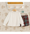 Conjunto infantil de camisa blanca y falda de cuadros escoceses Marta y Paula Outlet