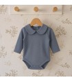 Body bebé denim cuello redondo manga larga Calamaro Lugo