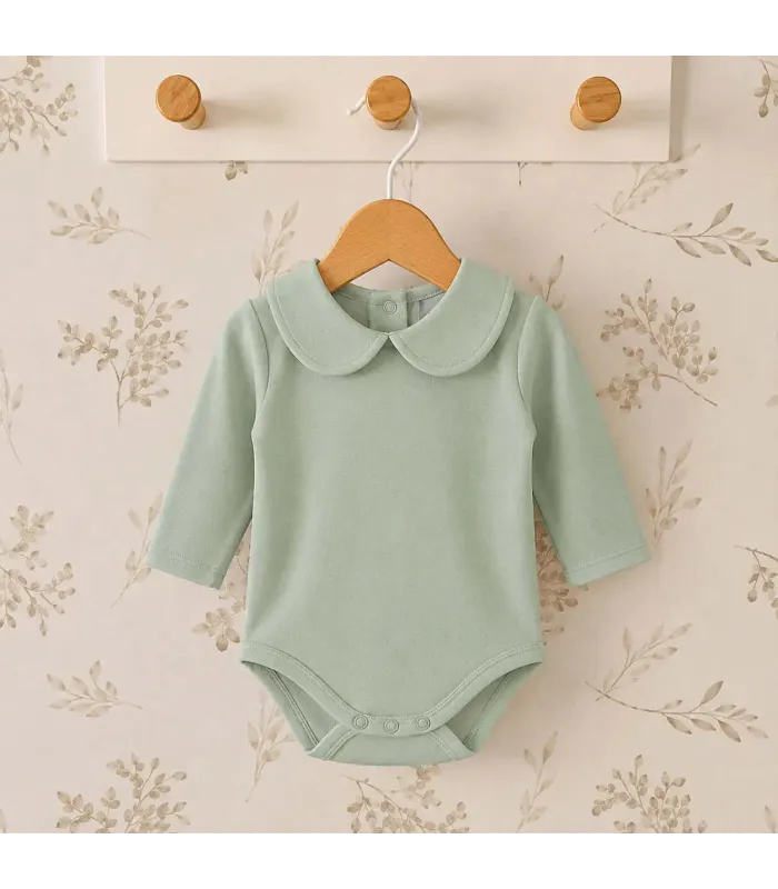 body bebé mint cuello clásico manga larga algodón elastano elegante cómodo