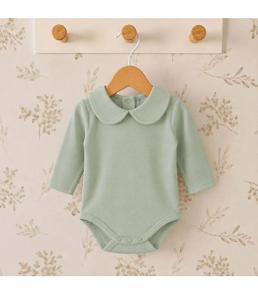 body bebé mint cuello clásico manga larga algodón elastano elegante cómodo