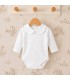 body bebé blanco cuello clásico manga larga algodón elastano elegante cómodo