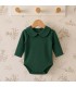 body bebé verde cuello clásico manga larga algodón elastano elegante cómodo