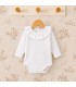 body bebé blanco volante manga larga algodón elastano elegante cómodo