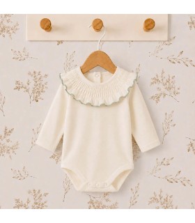 body bebé mint volante ribete manga larga algodón elastano elegante cómodo