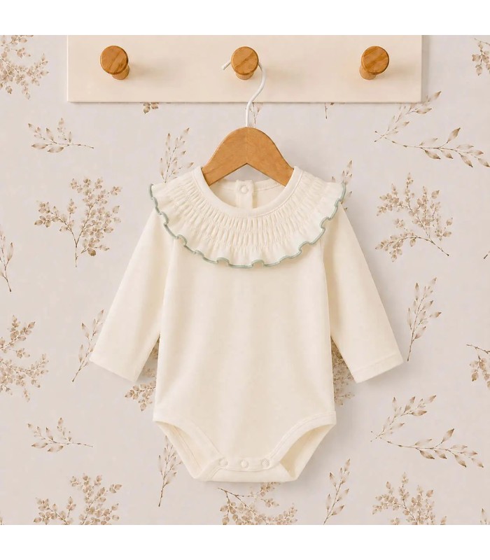body bebé mint volante ribete manga larga algodón elastano elegante cómodo