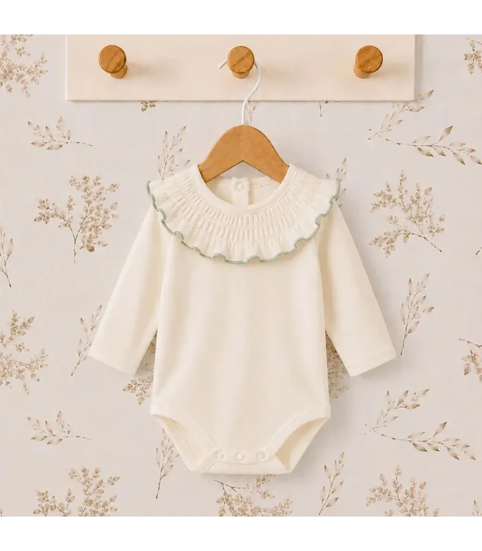 body bebé mint volante ribete manga larga algodón elastano elegante cómodo