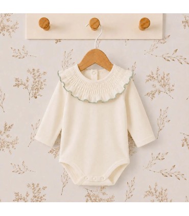 body bebé mint volante ribete manga larga algodón elastano elegante cómodo