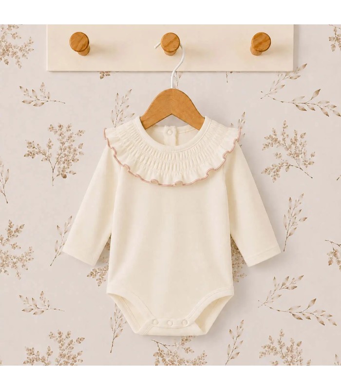 body bebé mint volante ribete manga larga algodón elastano elegante cómodo