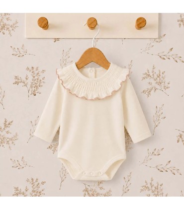 body bebé mint volante ribete manga larga algodón elastano elegante cómodo