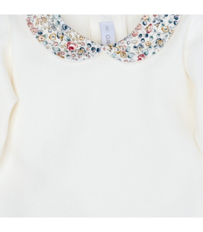 Diseño del Body Bebé Crudo cuello floral estampado algodón suave elegante infantil