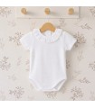 Body bebé blanco cuello puntilla manga corta Calamaro