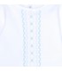 Detalle bordado Conjunto Polaina bebé celeste de algodón con camiseta blanca bordada y pantalón con pie colección Antas Calamaro