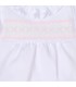 Detalle bordado Conjunto Pololo bebé rosa de algodón con blusa blanca bordada y pololo rosa colección Antas Calamaro