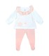 Conjunto Polaina bebé nude algodón con cuello bordado detalle delicado primera puesta invierno en fondo blanco