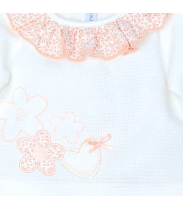 Diseño del Conjunto Polaina bebé nude algodón con cuello bordado detalle delicado primera puesta invierno