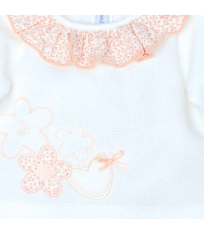 Diseño del Conjunto Polaina bebé nude algodón con cuello bordado detalle delicado primera puesta invierno