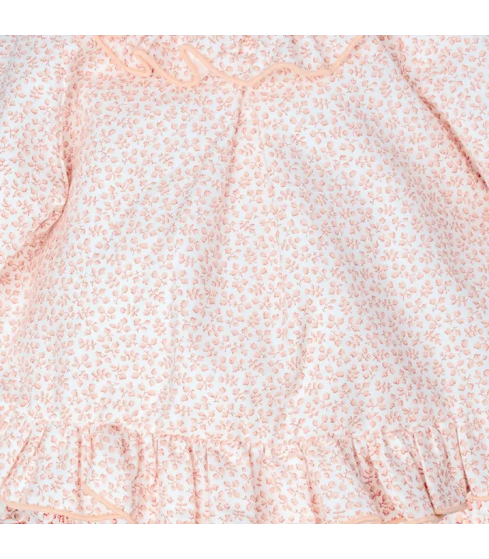 Diseño delantero del Jesusito bebé nude empolvado con microestampado volante bajo lazada trasera y braguita algodón