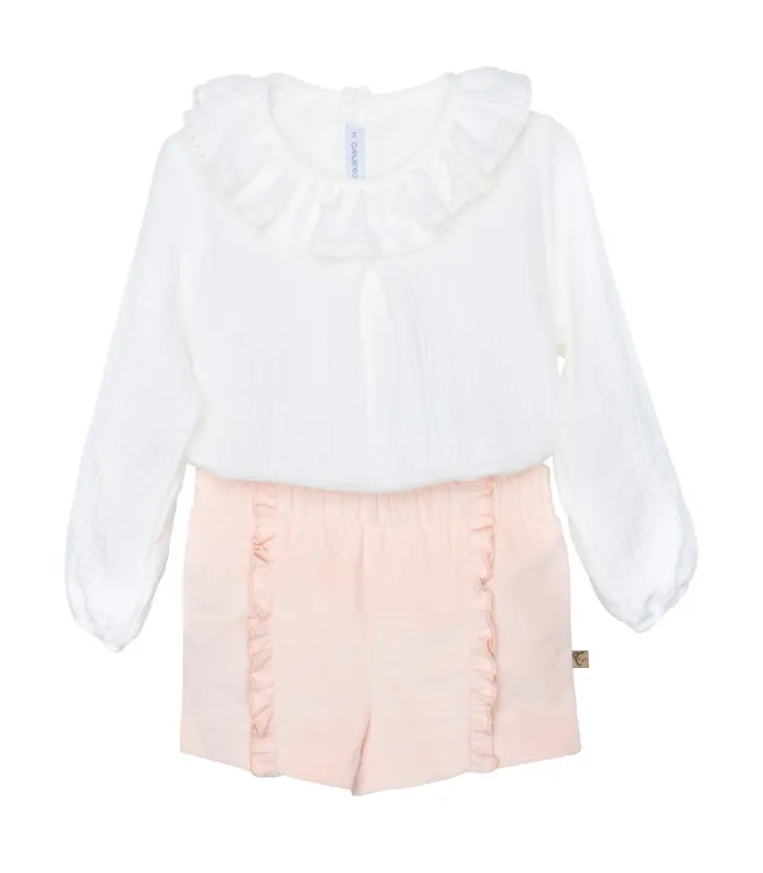 Conjunto pantalón niña nude elegante Calamaro