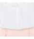 Diseño del Conjunto Pantalón niña nude con blusa blanca cuello volante y pantalón corto con volantes laterales algodón