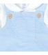 Diseño del Conjunto Peto bebé azul cielo con camiseta blanca algodón y peto corto con tirantes y botones frontales