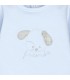 Diseño del conjunto polaina bebé celeste algodón suave dibujo central invierno detalle tejido