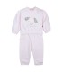 Conjunto Sport bebé rosa algodón suave sudadera dibujo central pantalón elástico invierno detalle tejido en fondo blanco