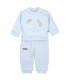 Conjunto Sport bebé celeste algodón suave sudadera dibujo central bolsillo pantalón invierno detalle tejido en fondo blanco