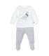 Conjunto Polaina bebé gris dibujo dinosaurio infantil textura suave invierno en fondo blanco