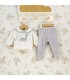 Conjunto Polaina bebé gris cuello dibujo dinosaurio suave invierno