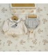Conjunto Pololo bebé gris algodón elastano vichy volante bordado textura suave elegante