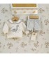 Conjunto pololo bebé gris vichy algodón elastano cuello bebé bordado textura suave