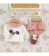 Conjunto Pololo bebé rosa empolvado algodón con bordado de setas y cuello fruncido detalle invierno