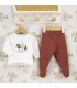 Conjunto bebé terracota algodón polaina punto canalé sudadera ilustración infantil estilo minimalista