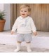 bebé Conjunto pololo bebé gris vichy algodón elastano cuello bebé bordado textura suave