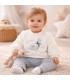 bebé con Conjunto sport niña gris algodón elastano sudadera volante pantalón textura suave