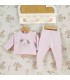 Conjunto Polaina bebé rosa algodón elástico suave dibujo central invierno detalle tejido