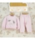 Conjunto Sport bebé rosa algodón suave sudadera dibujo central pantalón elástico invierno detalle tejido