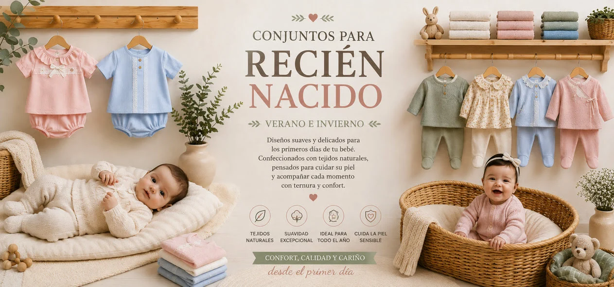 Conjuntos para recién nacido de algodón y punto de estilo clásico español