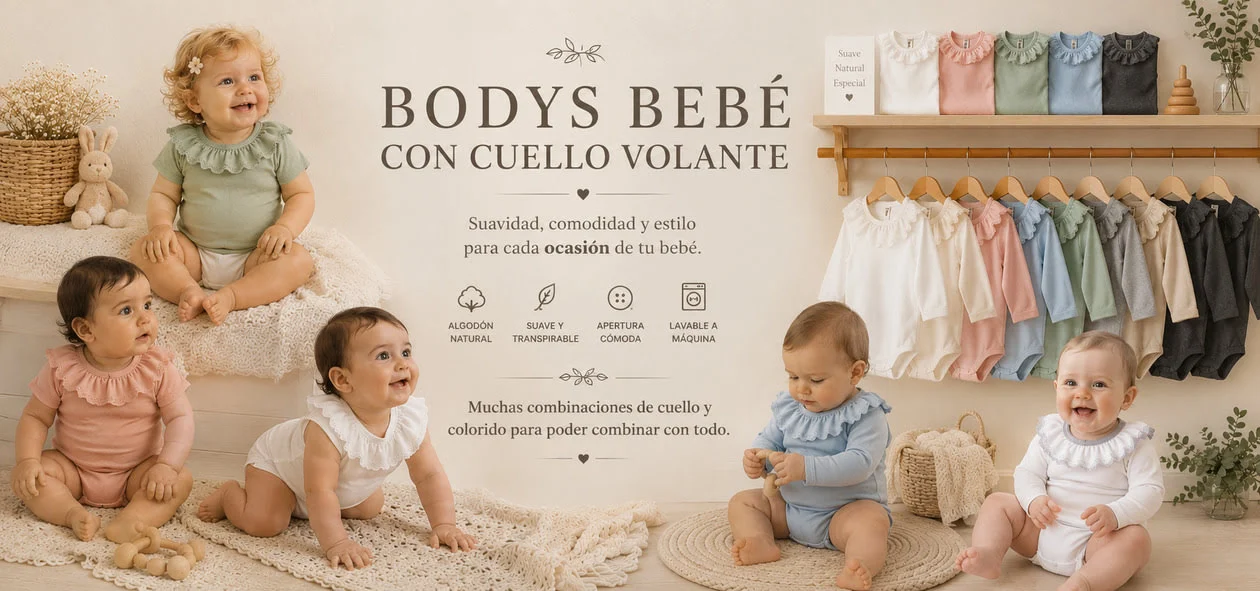Bodys de bebé con cuello volante de estilo clásico español