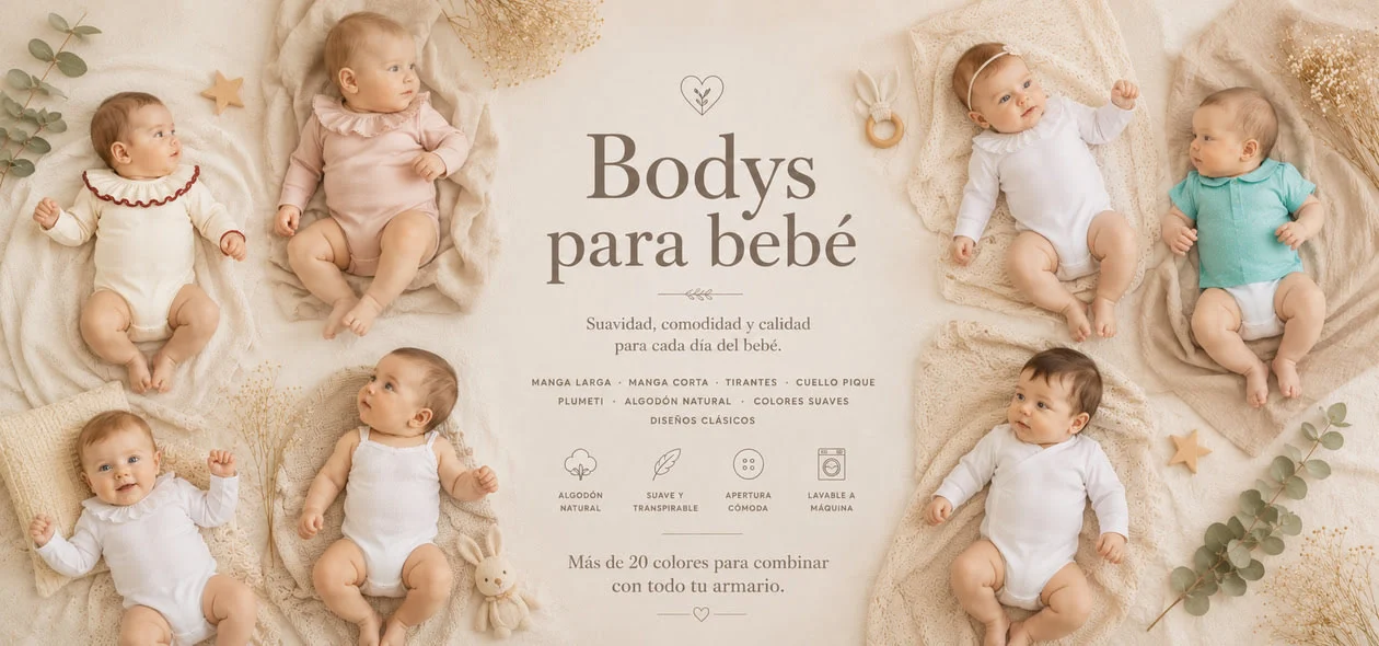Bodys para bebé de algodón y tejidos premium fabricados en España