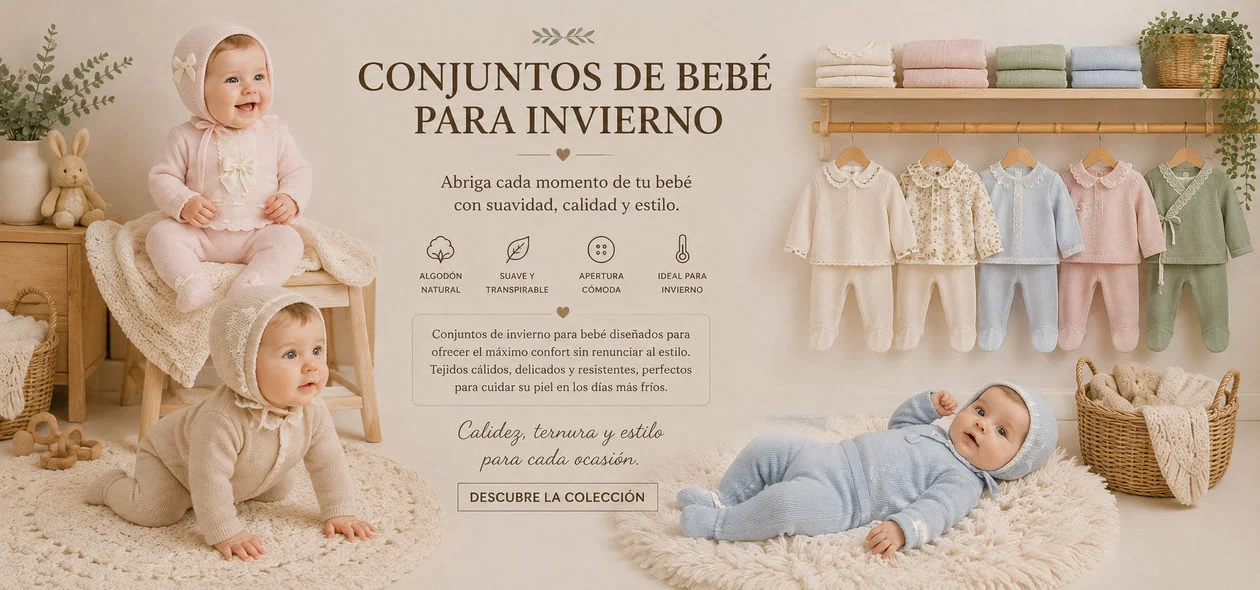 Conjuntos de bebé para invierno en punto, terciopelo y algodón de estilo clásico español