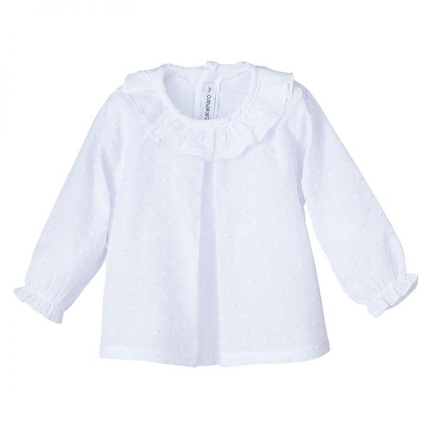 Camisa Plumeti Con Cuello Batista Blanca